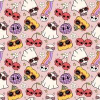 Groovy Halloween seamless Pattern Funky Festive Repeat Background isolated Background vector