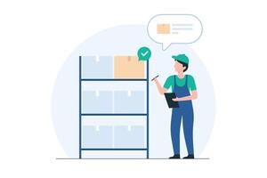 Warehouse Picker Selecting Items for Orders. illustration vector