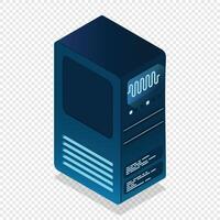 Isometric futuristic server. Isometric database or data center. Abstract blockchain. Computer storage. Cloud storage. illustration vector