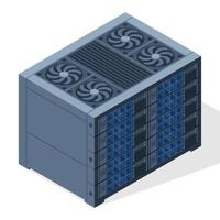 Isometric server. Server racks. Server boxes isolated. Network server room. Computer network technology. illustration vector