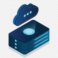 Isometric cloud database. Cloud computing and file cloud storage. Modern technology. illustration vector