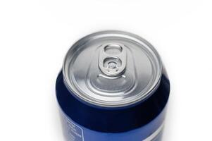 Beer can, view above on a white background isolated. photo