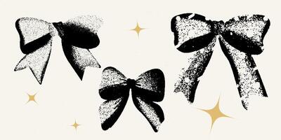 Grunge-style bows with distressed textures, combining vintage charm with modern graphic design, perfect for edgy and creative projects. illustration vector