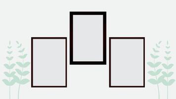 Decorative Arrangement Set of Different Photo Border Frames on A Wall vector