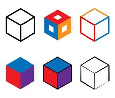 Cube icons. Colorful cube symbols. vector