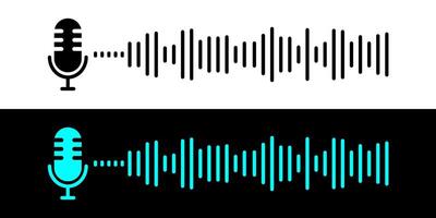 Microphone wave symbol music player. vector