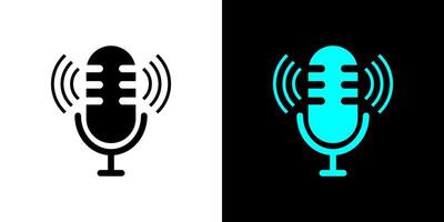 Sound wave player podcast microphone . vector