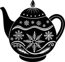 Silhouette teapot winter patterns on white background vector