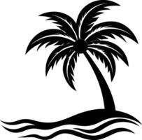 A sandy beach with a palm tree in the breeze illustration eps 10 vector
