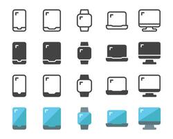 digital device icon set vector