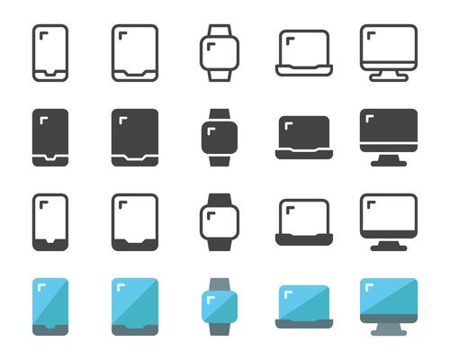 digital device icon set