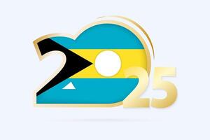 Year 2025 with The Bahamas Flag pattern. vector