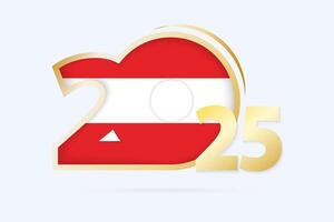 Year 2025 with Austria Flag pattern. vector