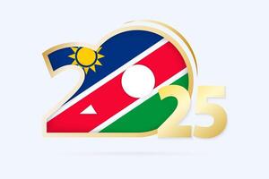 Year 2025 with Namibia Flag pattern. vector