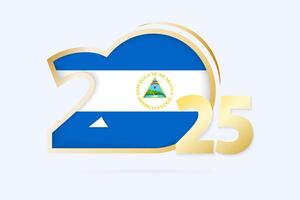 Year 2025 with Nicaragua Flag pattern. vector