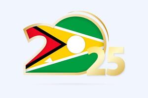 Year 2025 with Guyana Flag pattern. vector