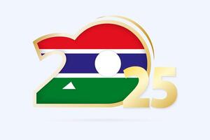 Year 2025 with Gambia Flag pattern. vector
