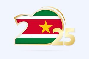 Year 2025 with Suriname Flag pattern. vector