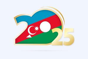 Year 2025 with Azerbaijan Flag pattern. vector