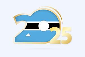 Year 2025 with Botswana Flag pattern. vector