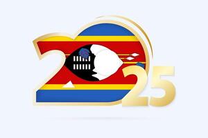 Year 2025 with Swaziland Flag pattern. vector