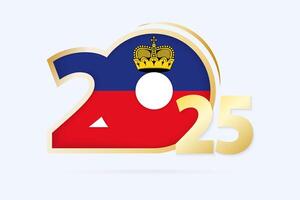 Year 2025 with Liechtenstein Flag pattern. vector