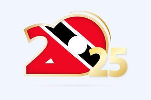 Year 2025 with Trinidad and Tobago Flag pattern. vector