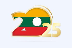 Year 2025 with Lithuania Flag pattern. vector