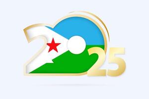 Year 2025 with Djibouti Flag pattern. vector