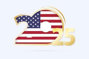 Year 2025 with USA Flag pattern. vector