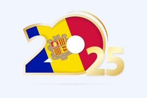Year 2025 with Andorra Flag pattern. vector
