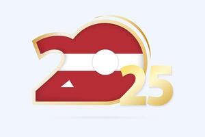 Year 2025 with Latvia Flag pattern. vector