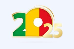 Year 2025 with Mali Flag pattern. vector