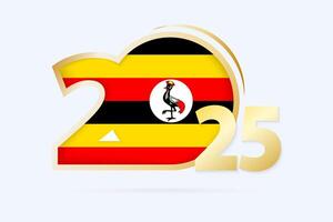 Year 2025 with Uganda Flag pattern. vector