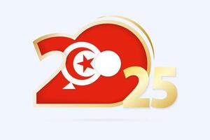 Year 2025 with Tunisia Flag pattern. vector