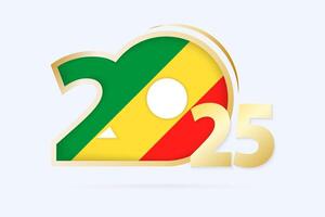 Year 2025 with Congo Flag pattern. vector