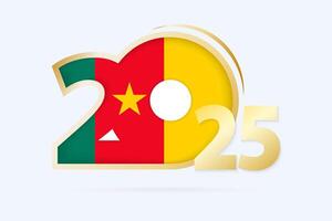 Year 2025 with Cameroon Flag pattern. vector
