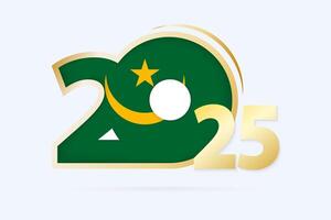 Year 2025 with Mauritania Flag pattern. vector