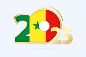 Year 2025 with Senegal Flag pattern. vector