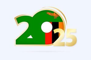 Year 2025 with Zambia Flag pattern. vector