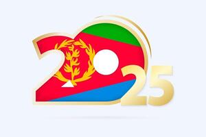 Year 2025 with Eritrea Flag pattern. vector