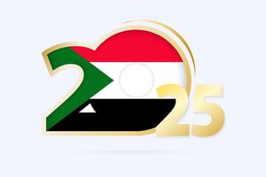 Year 2025 with Sudan Flag pattern. vector