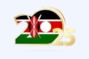 Year 2025 with Kenya Flag pattern. vector