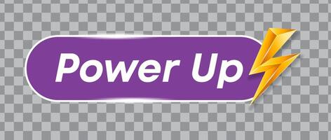 Vibrant Power Up icon with a lightning bolt representing energy boost and fast charging. Perfect for technology, electronics, and energy-themed designs, emphasizing efficiency and high performance. vector