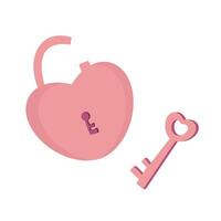 Pink heart-shaped padlock with keyhole and key. Romantic feelings and love. Design for Valentine's Day vector