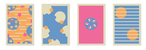 Set of abstract art posters. Colorful home wall decor or brochure compositions with different artistic shapes. Modern abstract background vector