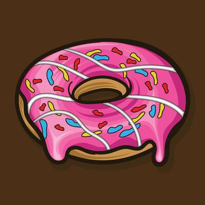 white Cream pink Donuts illustration design