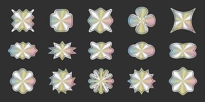 Holographic sticker. Holographic stickers with different shapes. circle, oval, rectangle. Shimmering shiny textured stickers for product quality assurance. Isolated set vector
