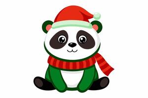 Adorable Christmas Panda Graphics for Holiday Design Projects Ideal for Greeting Cards, Logos, Illustrations, Gift Tags, and Unique Seasonal Branding to Bring Festive Cheer and Panda vector