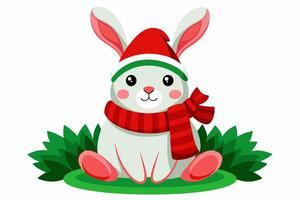 Adorable Christmas Rabbit Graphics for Holiday Design Projects Ideal for Greeting Cards, Logos, Illustrations, Gift Tags, and Unique Seasonal Branding to Add Festive Cheer to Your Creations vector